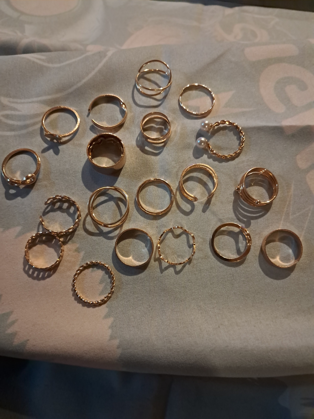 Gold Tone Stackable Women's Ring Set - Elegant Mixed Bands